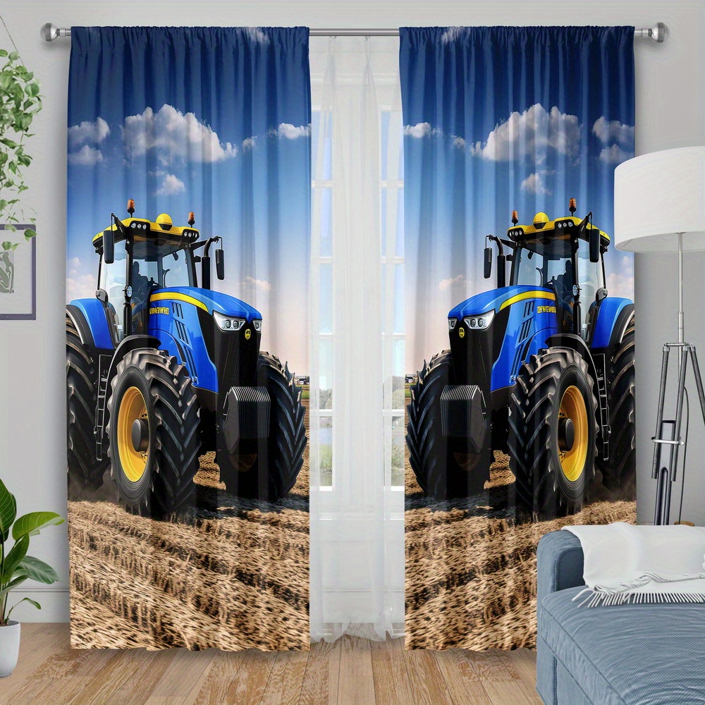 ستارة زرقاء بتصميم جرار، ستائر - مراجعة Agriculture Farming For Kids وسعره